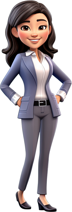 3d cartoon businesswoman on transparent background 3